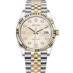 ROLEX DATEJUST STAINLESS STEEL AND YELLOW GOLD JUBILEE SILVER DIAMOND