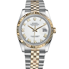 ROLEX DATEJUST STAINLESS STEEL AND YELLOW GOLD WHITE INDEX OYSTER