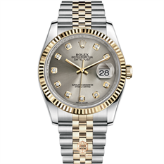 ROLEX DATEJUST STAINLESS STEEL AND YELLOW GOLD FLUTED BEZEL SILVER DIAL 126333