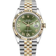 ROLEX DATEJUST STAINLESS STEEL AND YELLOW GOLD OLIVE GREEN DIAL 126233